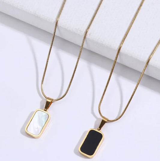 Rectangle Double Sided Delicate Pendant Necklaces